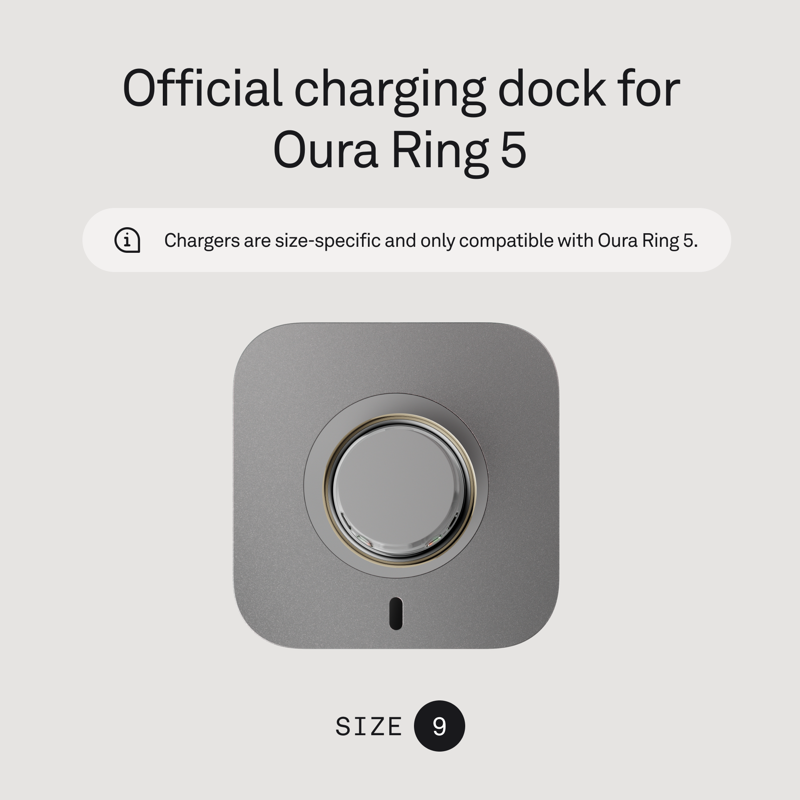 Oura Ring 5 Charger Dock with USB-C Cable - Size 9 Replacement Charging Station