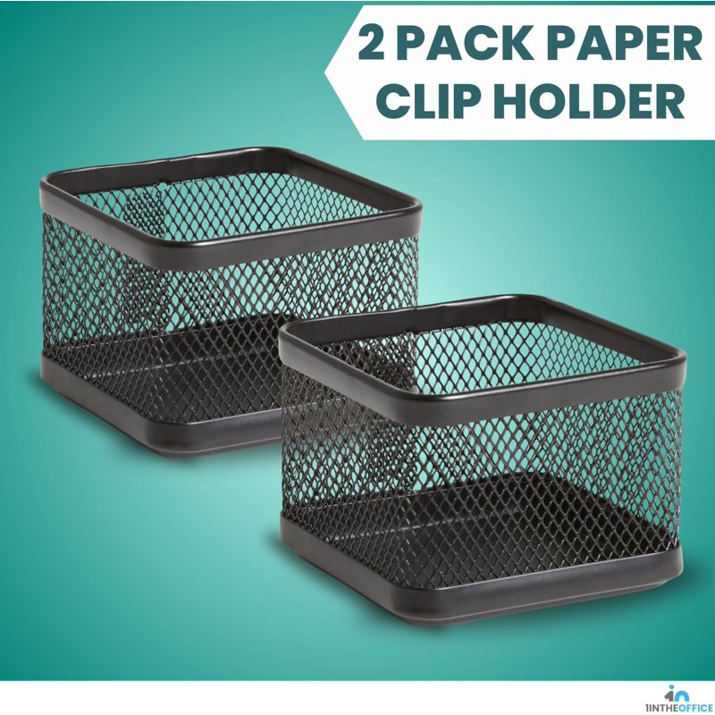 Mesh Paperclip Holder for Desk - 2 Pack Office Organization Accessories