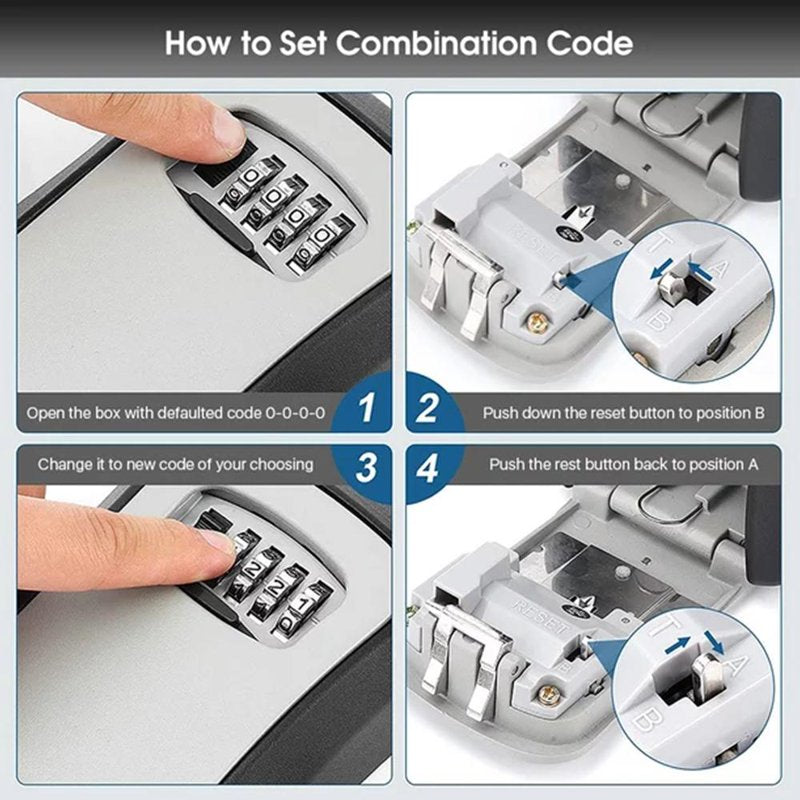 Waterproof 4-Digit Combination Key Lock Box with Removable Shackle, Portable Security Safe for Keys and Cards