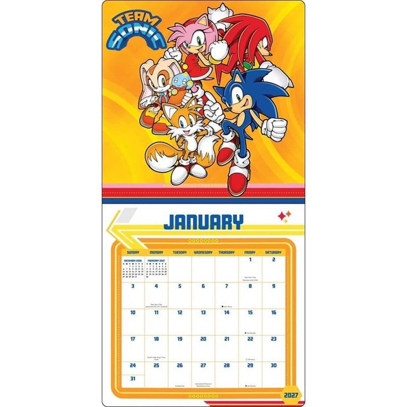 Sonic the Hedgehog 2027 Wall Calendar - 12-Month Video Game Planning