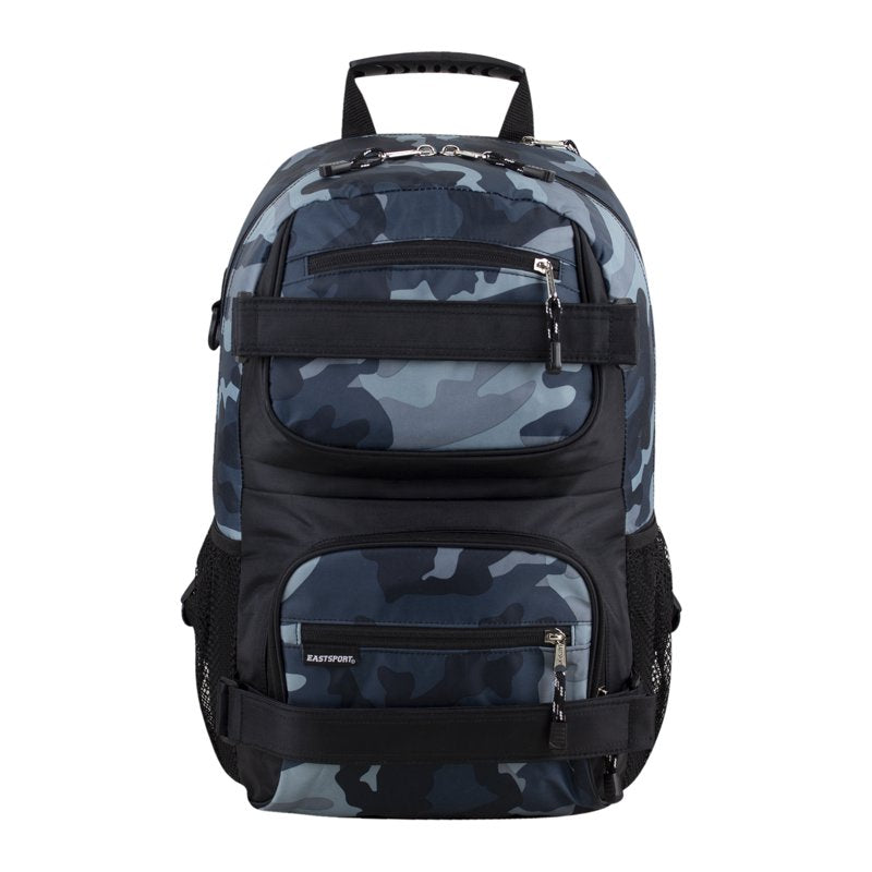 Unisex Dual Strap Skater Backpack with Laptop Compartment - Midnight Camo