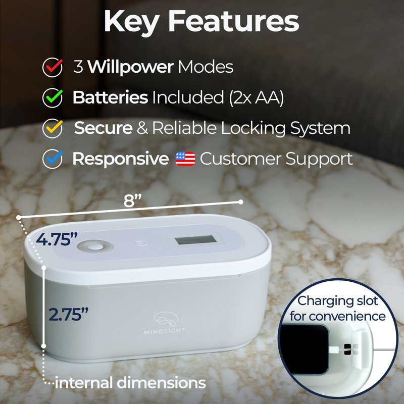Timed Lock Box for Phones Snacks and Gaming Controllers with 3 Lock Modes