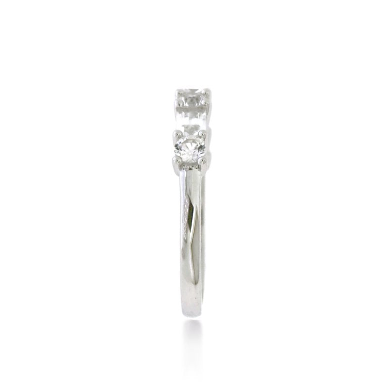 Sterling Silver White Sapphire Band Ring - Hypoallergenic Gift Jewelry