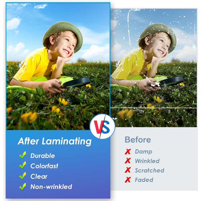 Self-Adhesive Laminating Sheets 8.5 x 11 Inches Pack of 25 - No Laminator Needed