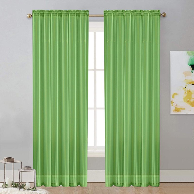 Light Filtering Semi-Sheer Polyester Window Curtain Panel with Rod Pocket