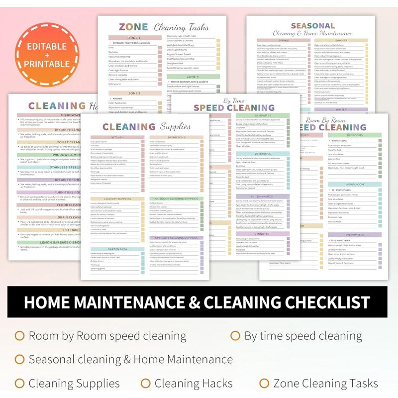 White ADHD Cleaning Planner for Adults — Daily, Weekly, Monthly Schedule & Checklist