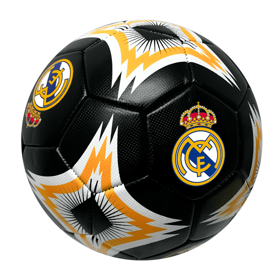 Real Madrid Soccer Ball Size 5 - Black Gold White Crest | Official Licensed, Icon Sports (Variation 5)
