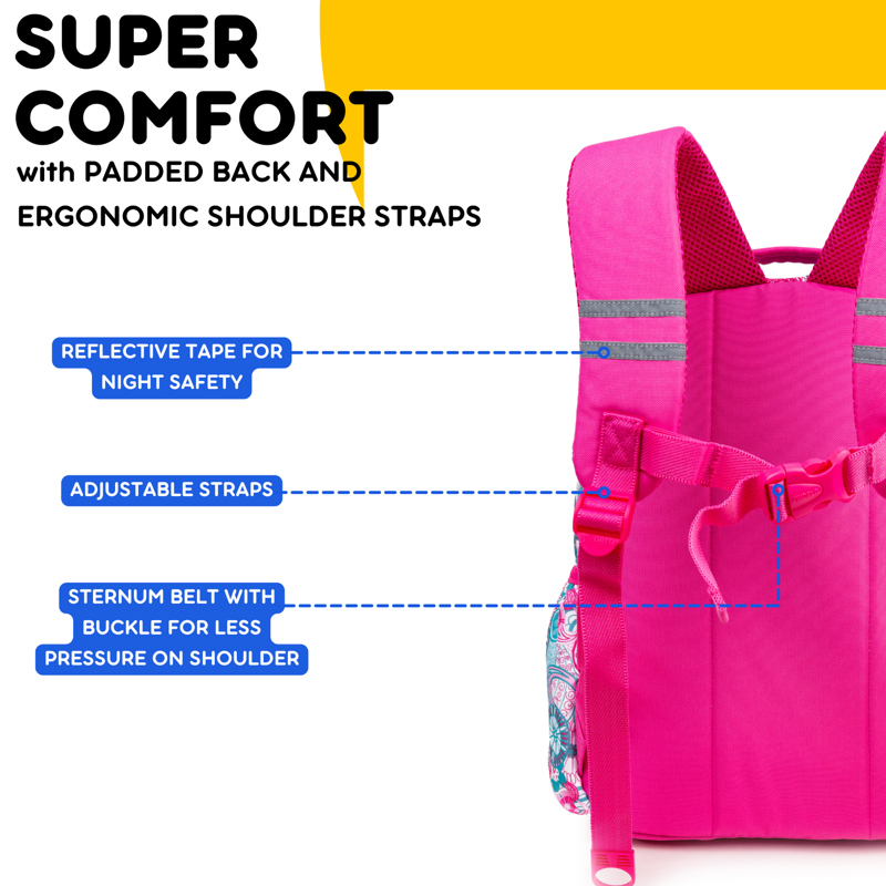 Kids Backpack & Lunchbox Set with Padded Straps & Organizer - Blue Raspberry