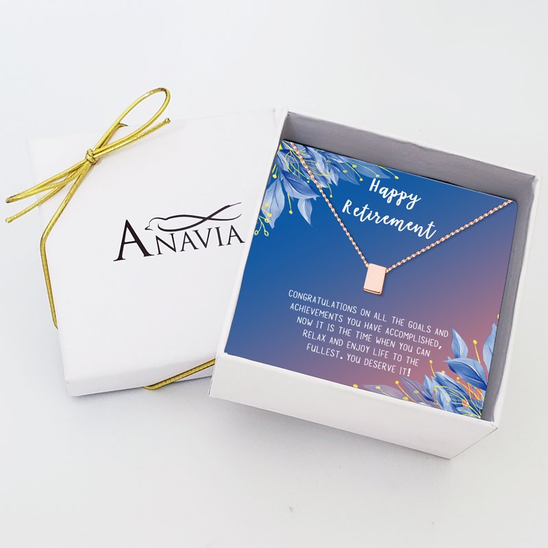 Retirement Necklace for Women - Gift for Teacher, Nurse, Coworker, Friend - Rose Gold Cube & More