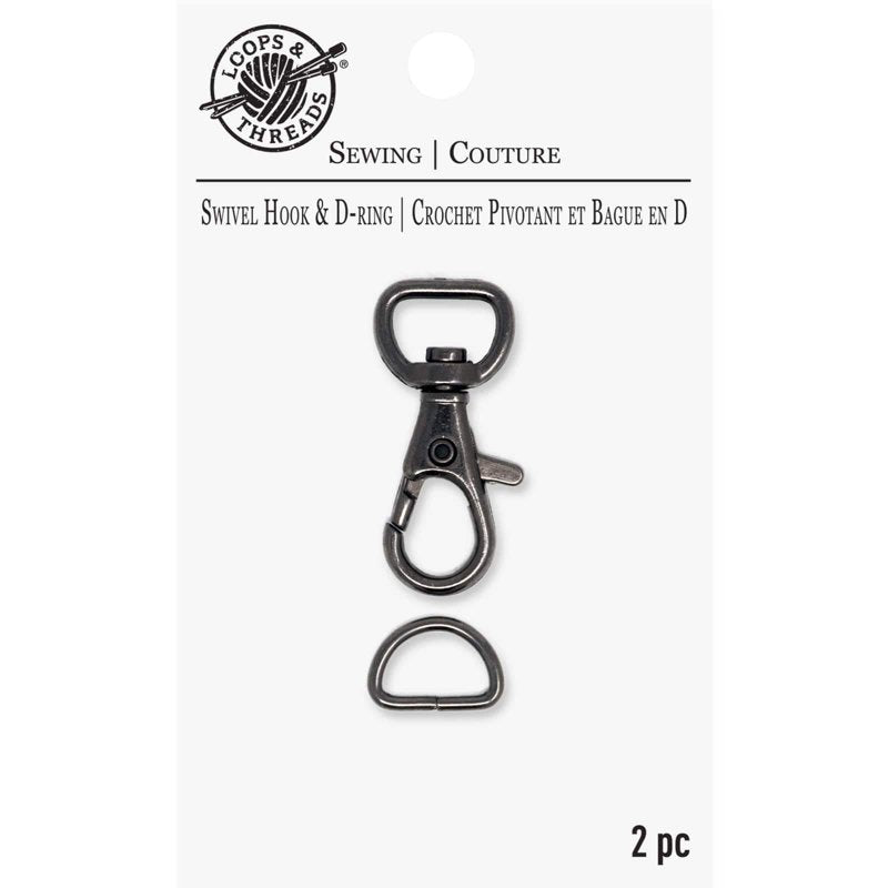 Gunmetal Swivel Hook & D-Ring Set for Crafts and Bags, 12 Pack