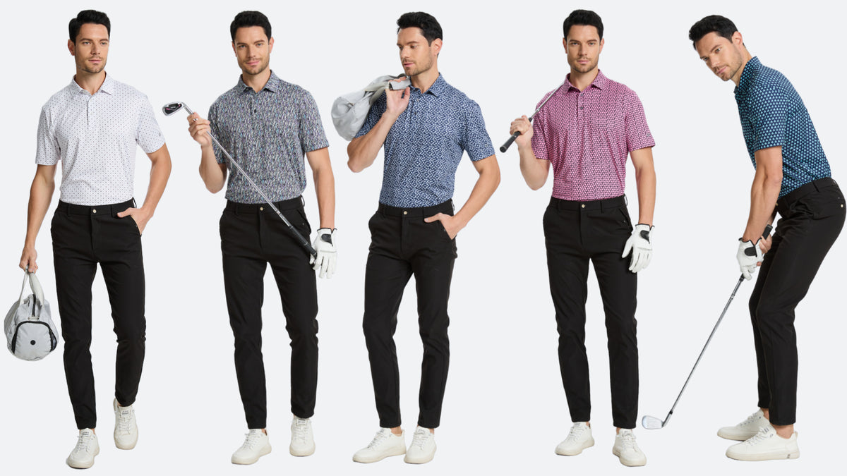 Men's Performance Golf Polo Shirt with UPF 40+ Moisture Wicking Short Sleeve