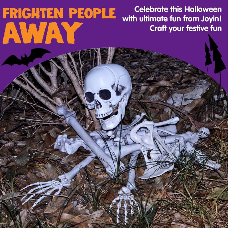 Joyfy 28 Pc Halloween Skeleton Bones & Skull Kit - Indoor/Outdoor Decor, Variation: Suit