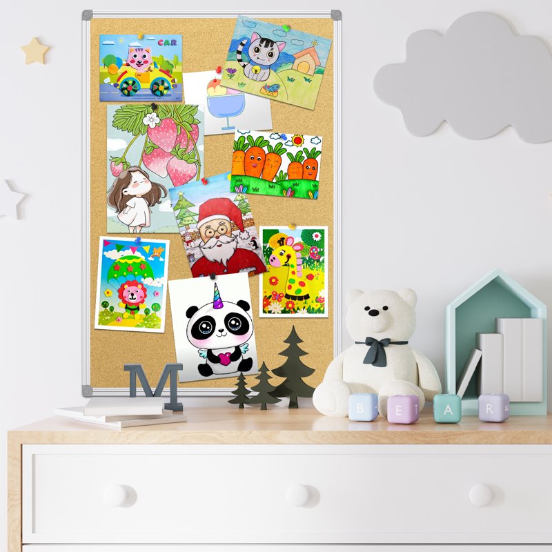 Wall Cork Board Bulletin Board with Aluminum Frame 23x35 Inches for Office Home & School
