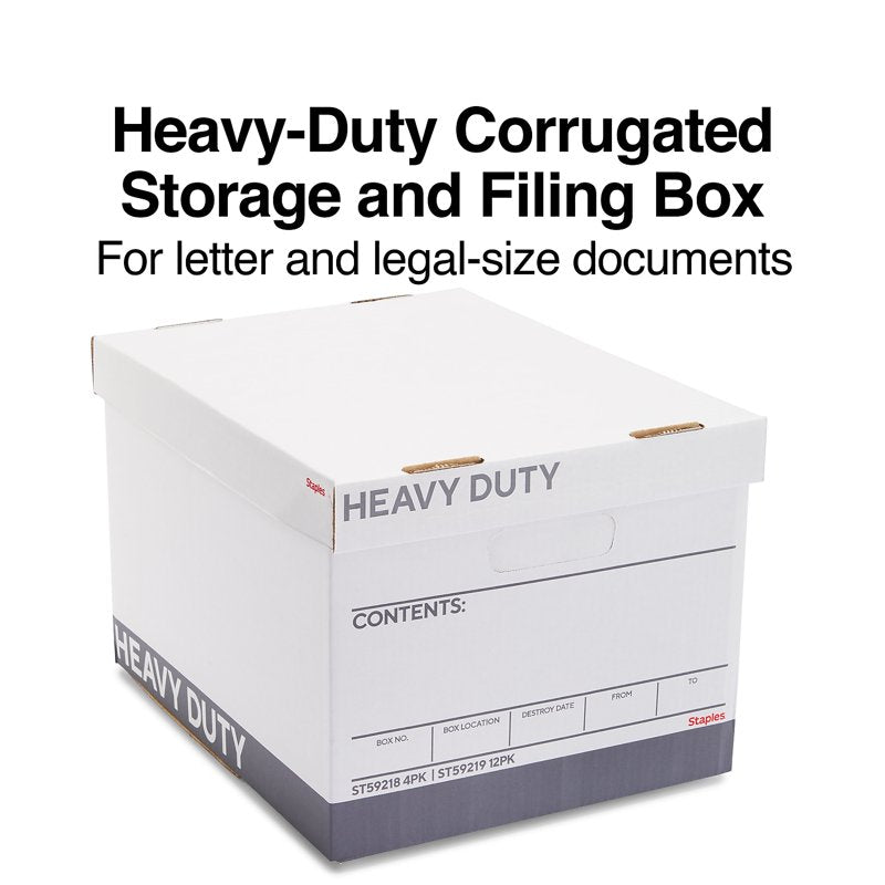 Heavy Duty File Storage Box with Lift-Off Lid - White/Gray, 12 Pack