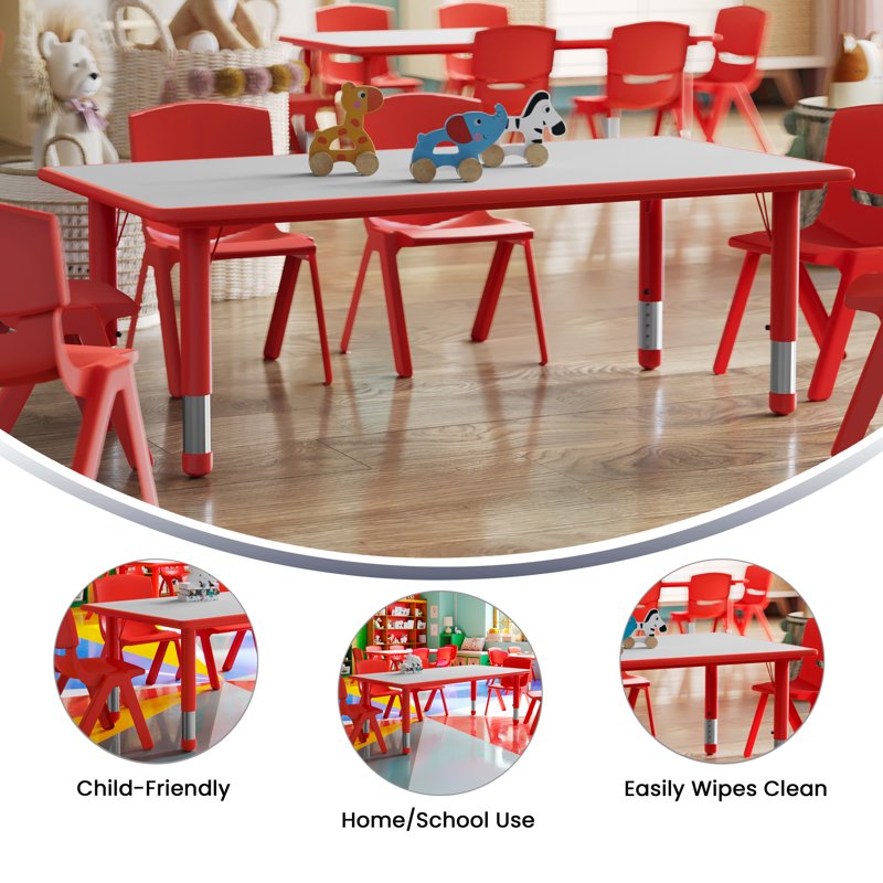 Kids Adjustable Rectangle Activity Table - Classroom & Playroom Furniture