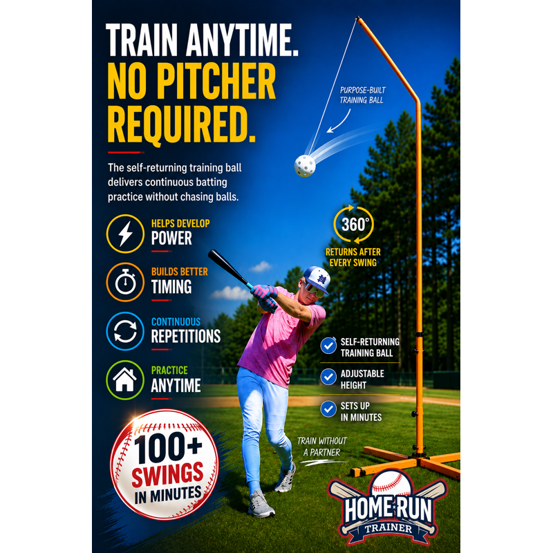 Baseball & Softball Swing Trainer with Moving Ball - Practice & Power Development