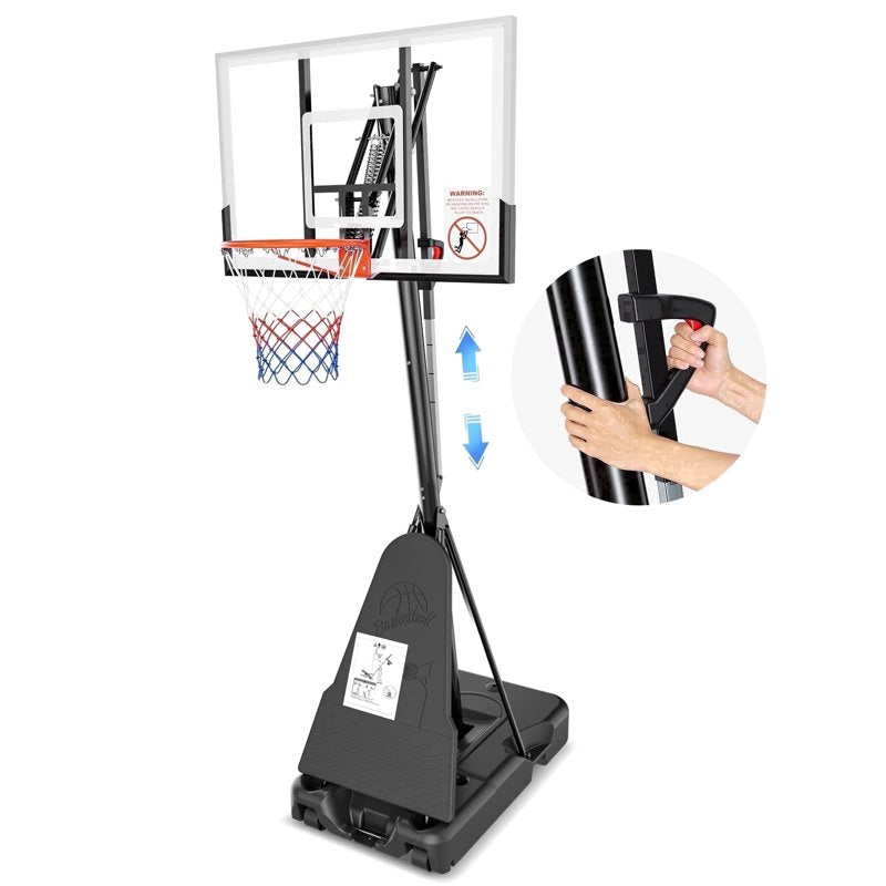 54-Inch In-Ground Adjustable Basketball Hoop with Wheels - Outdoor Play