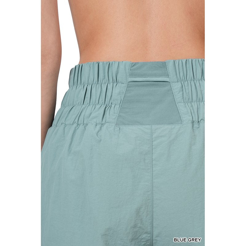 Women's Windbreaker Shorts with Smocked Waistband & Built-In Inner Brief - Active Fit