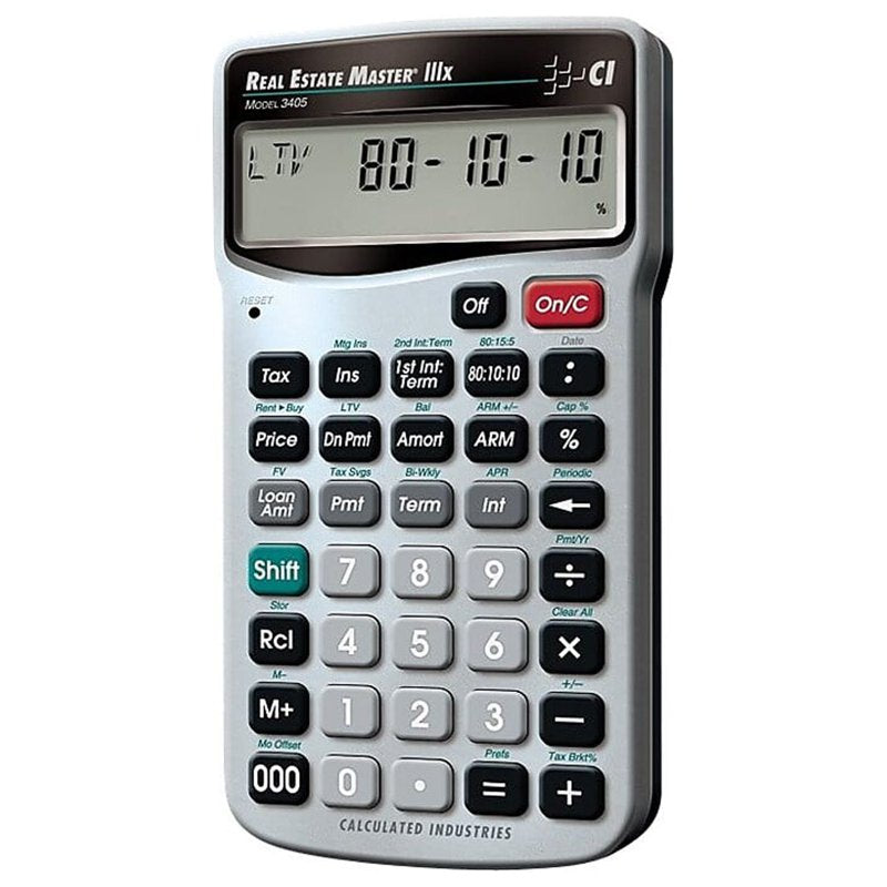 Real Estate Financial Calculator with 9-Digit Display - Silver, Portable