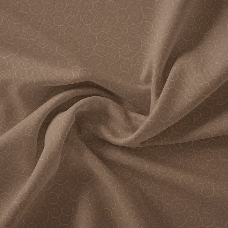 Brown Cotton Sewing Fabric by the Yard - Linda's Scrolls Pattern, 44 Inches Wide