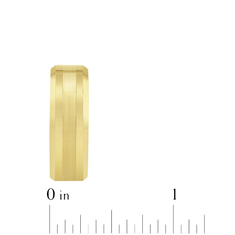 Men's Tungsten Beveled Satin Center Ring Wedding Band