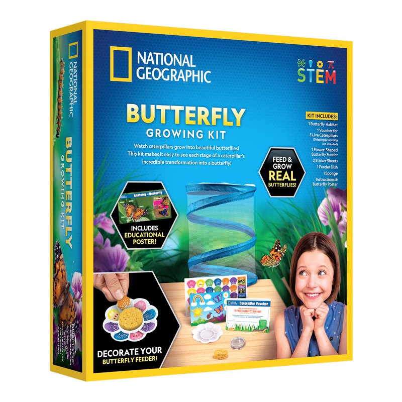Butterfly Growing Kit with Reusable Habitat & Caterpillar Voucher for Kids 4+