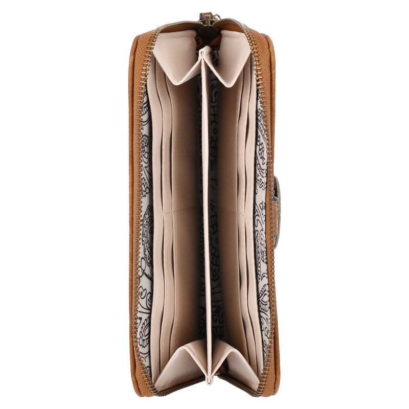 Women's Zip Around Wallet with Card Slots & Coin Pocket - Structured Leather Look
