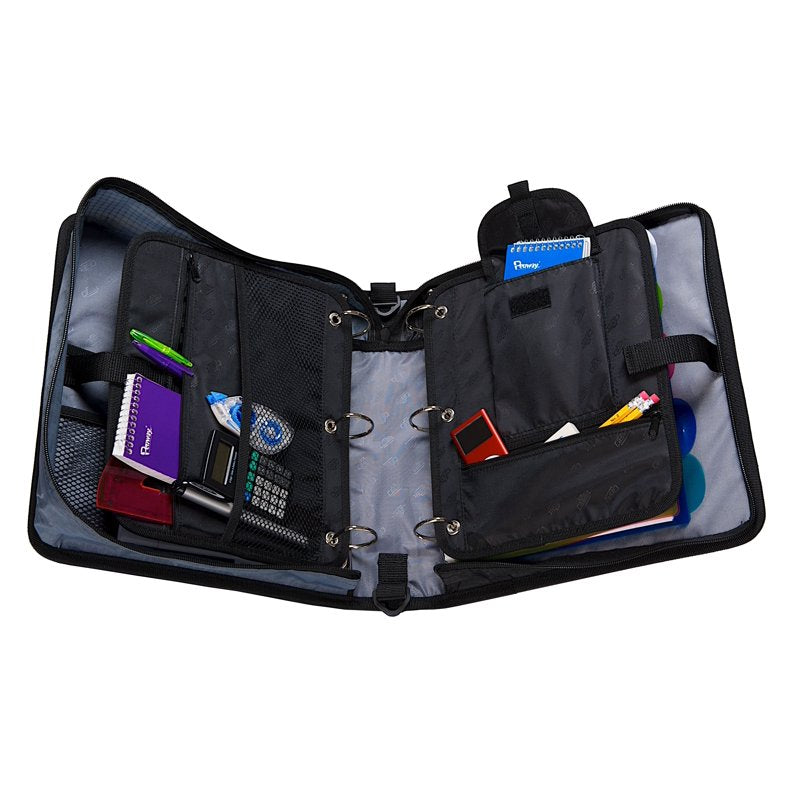 Dual 2-in-1 Zipper Binder with 3 Inch Capacity and Ripstop Material - Red
