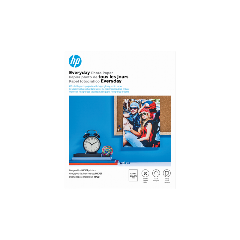 HP Everyday Semi-Gloss Photo Paper 8.5 x 11 Inch Letter Size - 50 Sheets