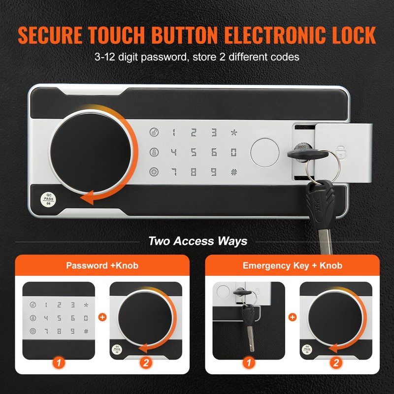 Depository Safe Box with Drop Slot and Emergency Keys - 2.5C Carbon Steel Security Safe