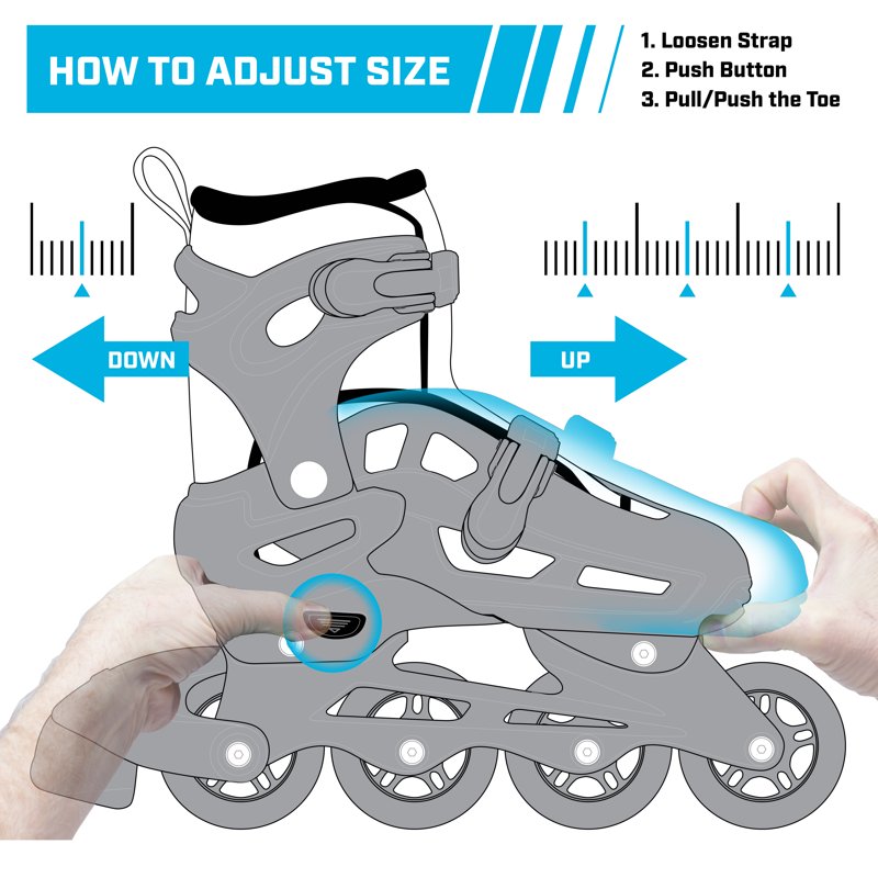Women's Inline Skates with Adjustable Sizing - Indoor & Outdoor Speed Skating