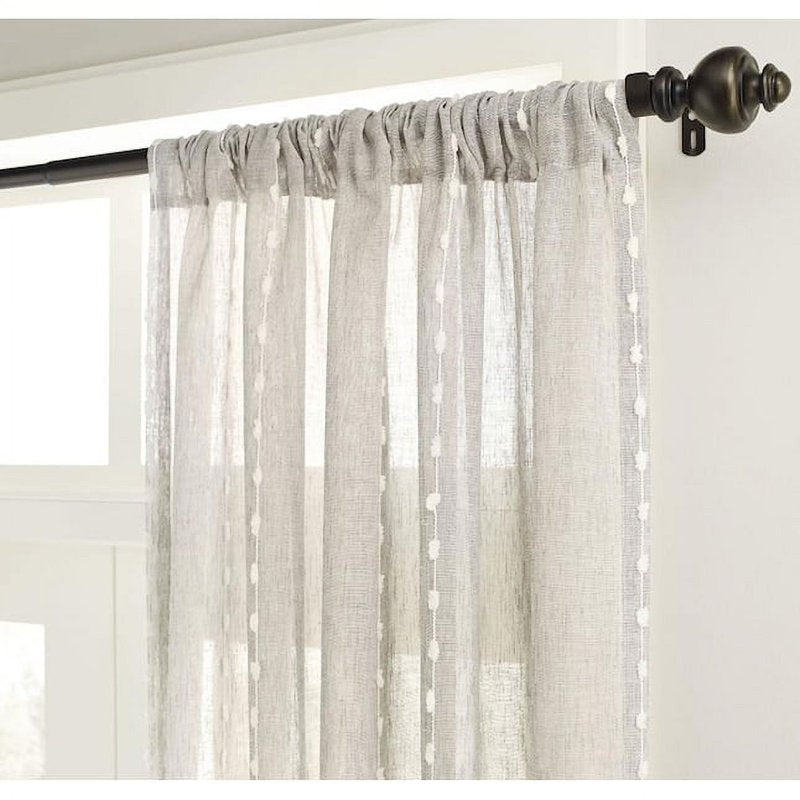 84-Inch Tan Polyester Semi-Sheer Curtain Panel with Grommet Top