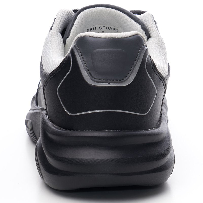 Retro Platform Dad Sneakers - Chunky Leather & Knit Athletic Shoes for Men