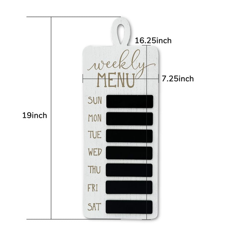 Farmhouse Wood Weekly Menu Planner Chalkboard Wall Decor for Kitchen & Dining