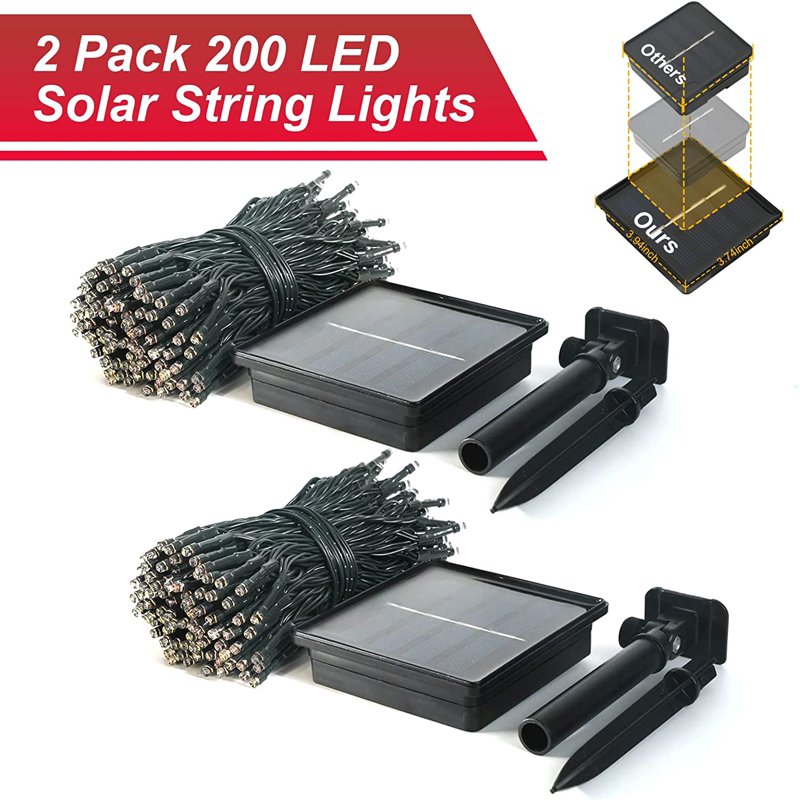 Solar String Lights 75.5ft Outdoor Waterproof LED Christmas Lights 8 Modes