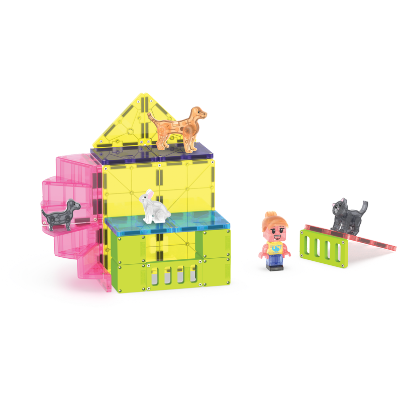 Magnetic Construction Toy Set for Kids - 50 Pieces with Pet Playhouse & Accessories