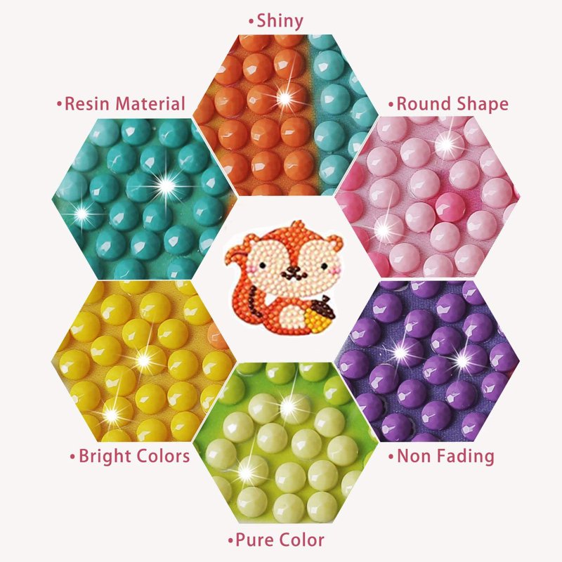Kids Diamond Painting Kit with Animal Stickers - 42pcs Arts & Crafts Set