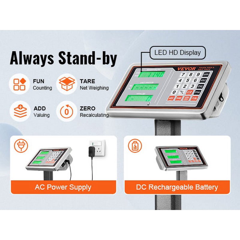 Digital Floor Scale 660 lbs with Accurate 0.1 lbs Reading for Shipping & Industrial Use