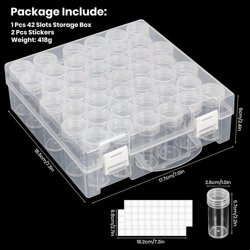 Bead Organizer with 42 Grid Storage Compartments for Jewelry and Craft Supplies