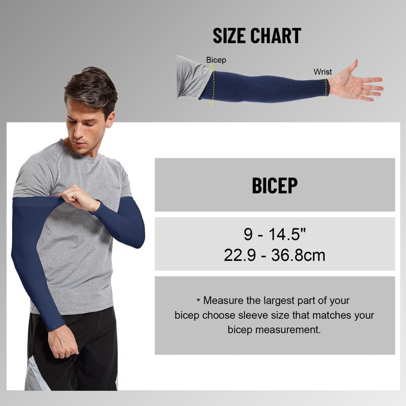 UV Sun Protection Arm Sleeves for Men Women Youth - Compression & Tattoo Cover Up - 2 Pairs