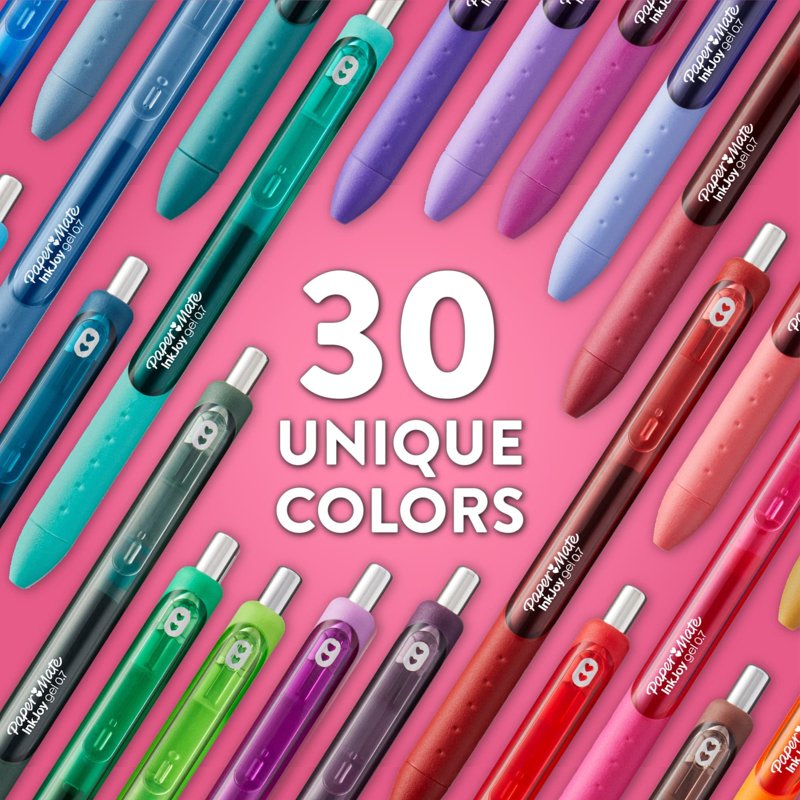 Gel Pens Set 30 Vibrant Colors - Medium Point 0.7mm Assorted InkJoy Pens