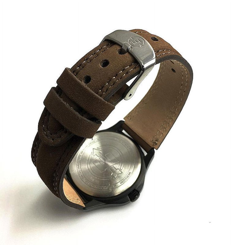 Outdoor Field Watch with Leather Strap 40mm Water-Resistant Casual Men's Watch