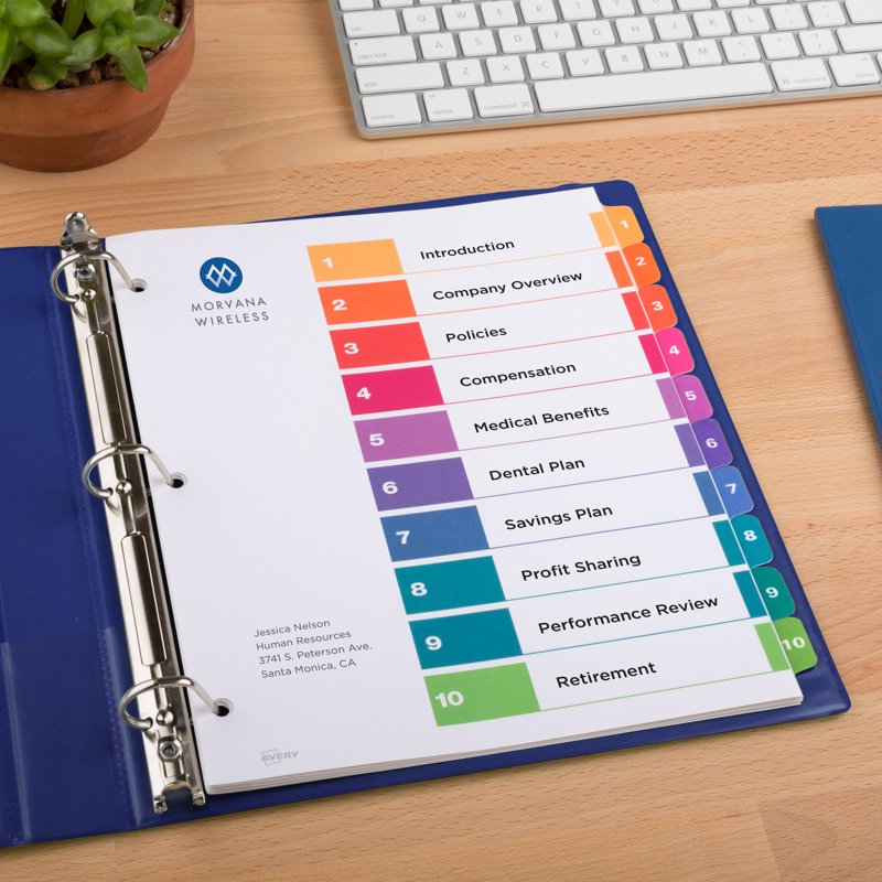 Avery Ready Index 10-Tab Dividers - Customizable Table of Contents - Multi-Pack Options