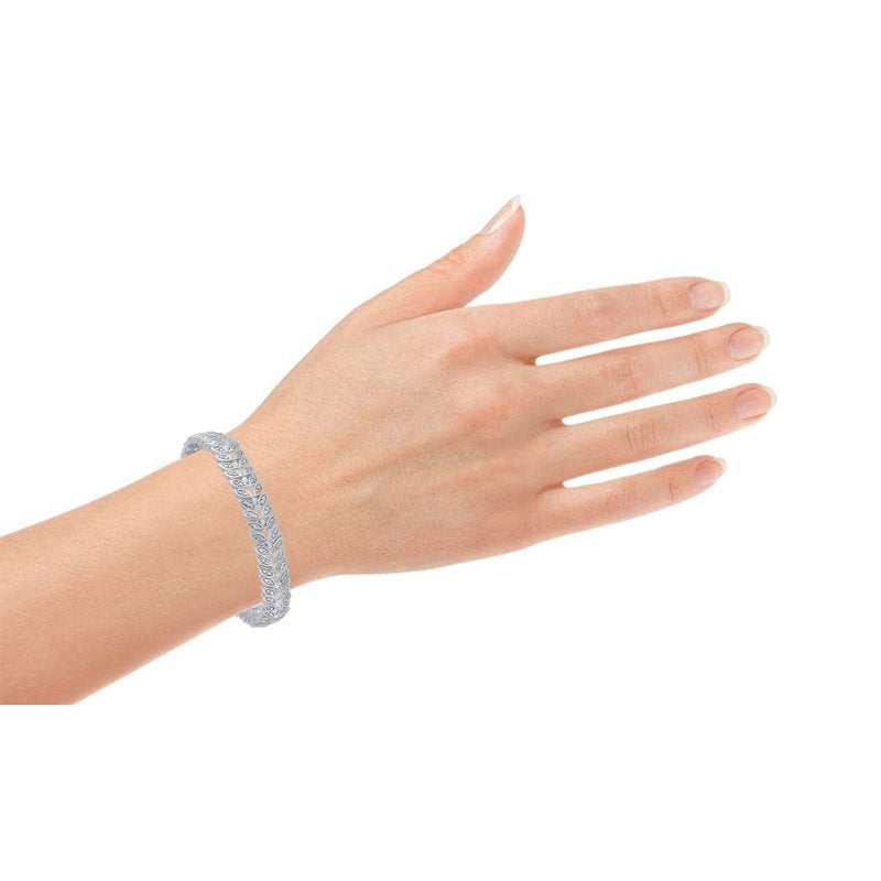 Diamond Accent Leaf Bracelet - Silver Tone Over Brass, 7.5 Inch