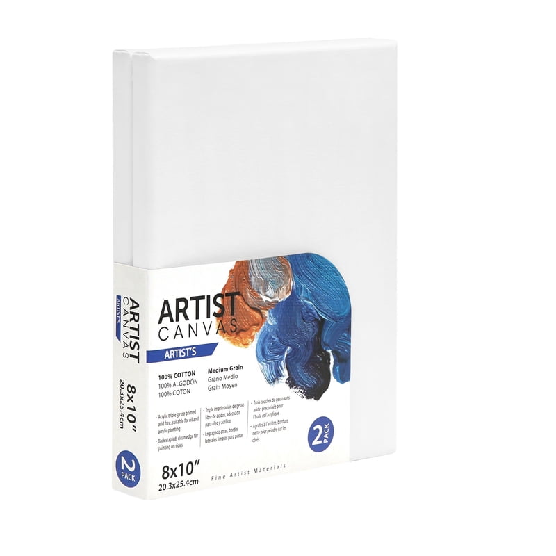 Artist Stretched Canvas 8x10 Inches - Pack of 3, Acid-Free Cotton Art Canvas