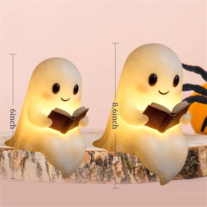 8.6 Inch Halloween Ghost Night Light Reading Lamp - Cute Indoor Ghost Figurine