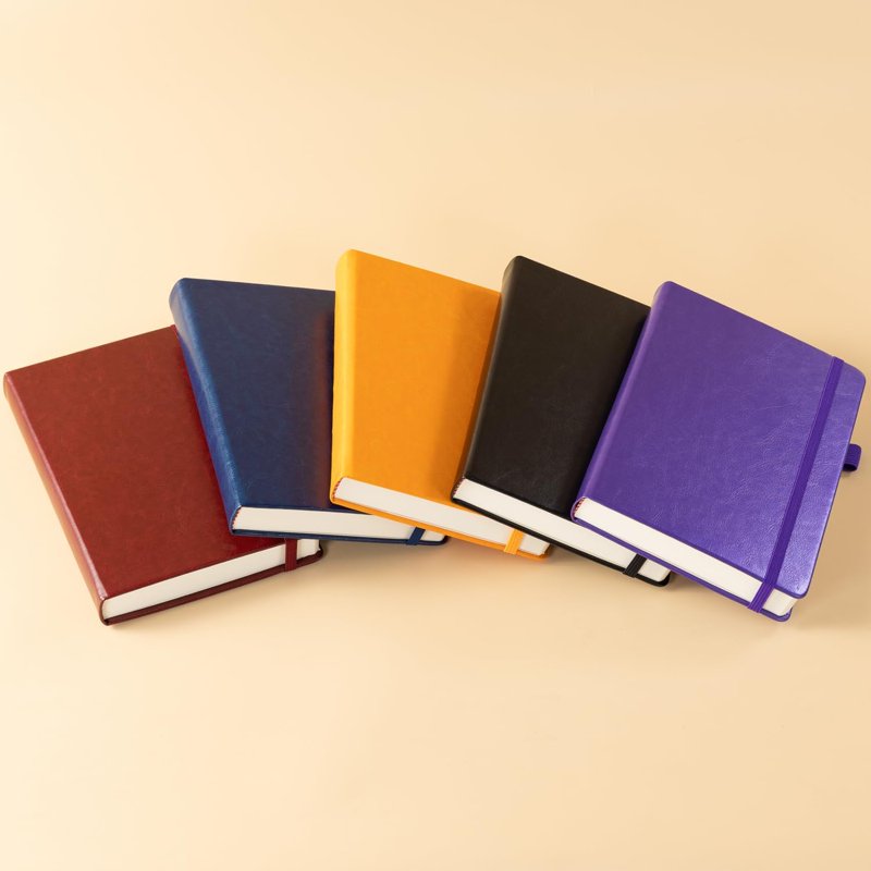 A5 Hardcover Lined Notebook Journal for Writing - 320 Pages, Leather Cover, College Ruled, Daily Planner for Work & School, Black