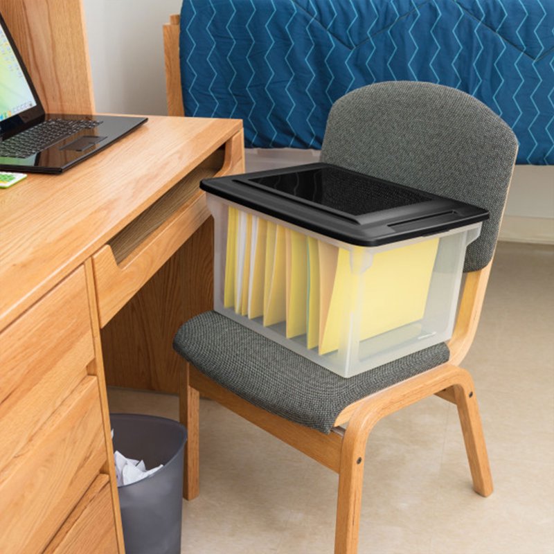 Clear Plastic File Storage Boxes with Lid - 12 Pack Office & Home Organization
