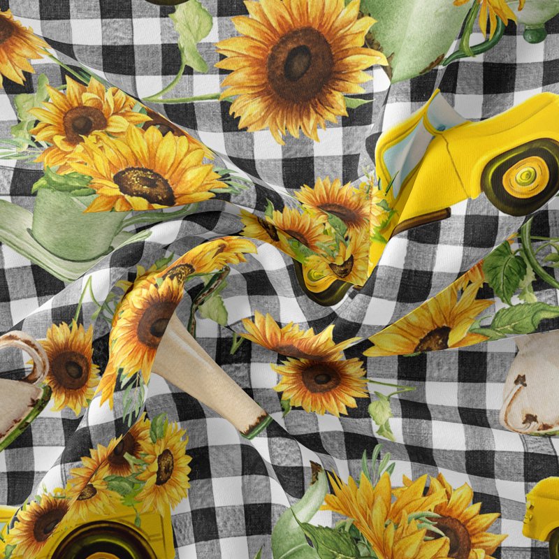Cotton Sunflower Vase Fabric 44" Wide for Quilting Sewing & Crafts