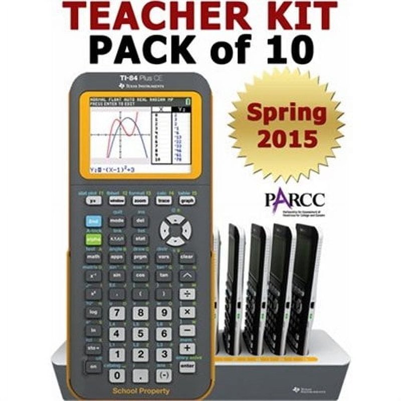 Graphing Calculator Teacher Pack with 10 TI-84 Plus CE Units, Batteries & Accessories